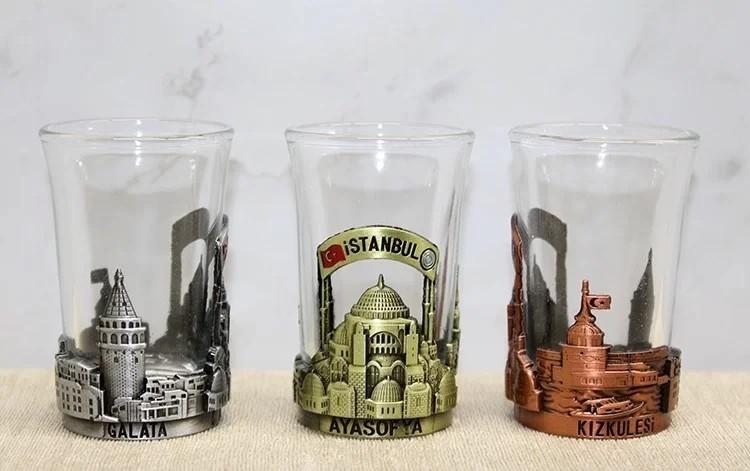 İstanbul Temalı Cam Shot Bardak | 7x4 cm Dekoratif Tasarım Hediyelik Bardak
