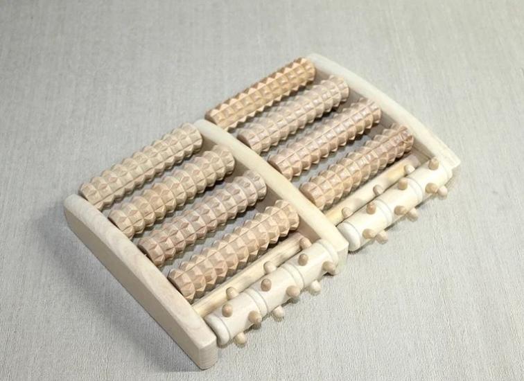 Ahşap Ayak Masaj Aleti - 27 x 18 cm Doğal Ahşap Akupunktur Masaj Standı