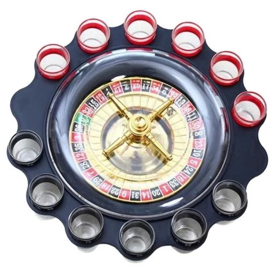 12’li Shot Bardaklı Rulet Oyun Seti Siyah 30 cm - Eğlenceli Parti ve Etkinlik Oyunu