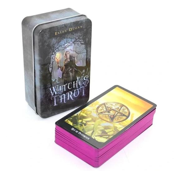 By Ellen Dugan Witches Tarot Kartı - Metal Kutulu Profesyonel Tarot Destesi