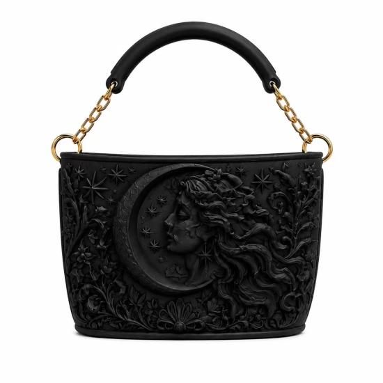 Selene Pearl Antik Dönem 3d Tasarım Omuz Çantası Siyah