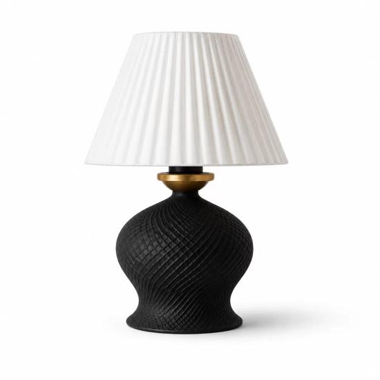 Luxury Tasarımlı Abajur – Yatak Odası Ve Çocuk Odası İçin Dekoratif Aydınlatma 31x45 Cm Alt Siyah
