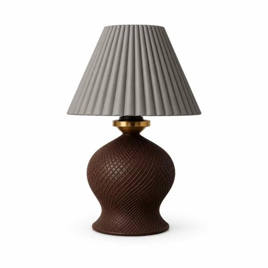 Luxury Tasarımlı Abajur – Yatak Odası Ve Çocuk Odası İçin Dekoratif Aydınlatma 31x45 Cm Üst Gri Alt Kahverengi