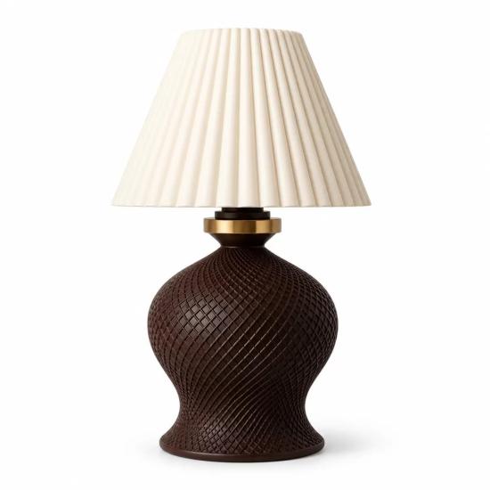 Luxury Tasarımlı Abajur – Yatak Odası Ve Çocuk Odası İçin Dekoratif Aydınlatma 31x45 Cm Üst Krem Alt Kahverengi