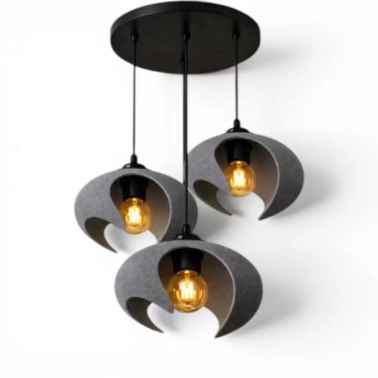 Beton Dokulu İskandi̇nav Premi̇um Salon Oturma Avize – Salon Ve Oturma Odası Aydınlatması 25 X 20 Cm Gri