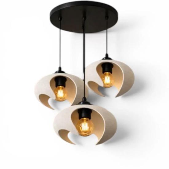 Beton Dokulu İskandi̇nav Premi̇um Salon Oturma Odası Avize 25 X 20 Cm Beyaz