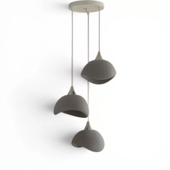 Beton Görünümlü İskandinav Tarzı Salon Oturma Odası 3’lü Avize 32 X 70 Cm Gri