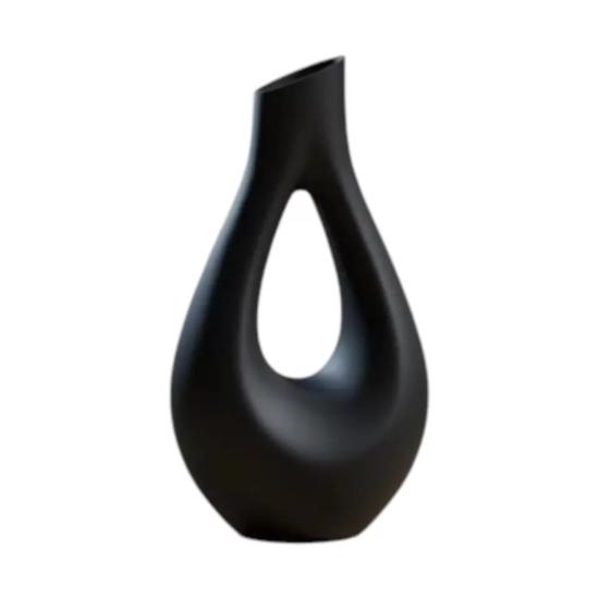Dekorati̇f Vazo Tasarım – Salon Dekoru 20 Cm Siyah