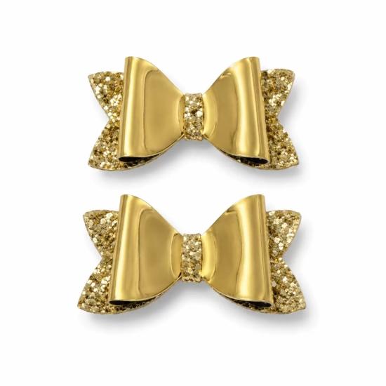 Glitter Detaylı Fiyonk Saç Tokası 2’li Set 6x3 Cm Gold Simli