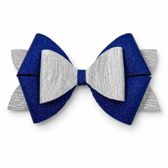 Glitter Detaylı Fiyonk Saç Tokası 13x7 Cm Lacivert