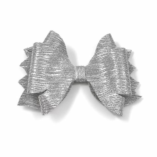 Glitter Detaylı Fiyonk Saç Tokası 9x7 Cm Gümüş Gri