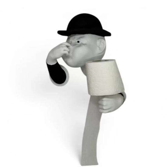 3d İnsan Figürlü Tuvalet Kağıdı Askılığı – Eğlenceli Banyo Dekoru Siyah