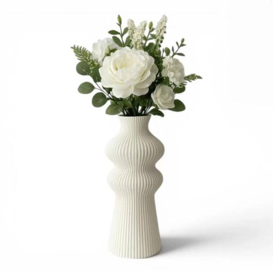 Premi̇um İskandi̇nav Rusti̇k Plasti̇k 3d Dekorati̇f Vazo Beyaz