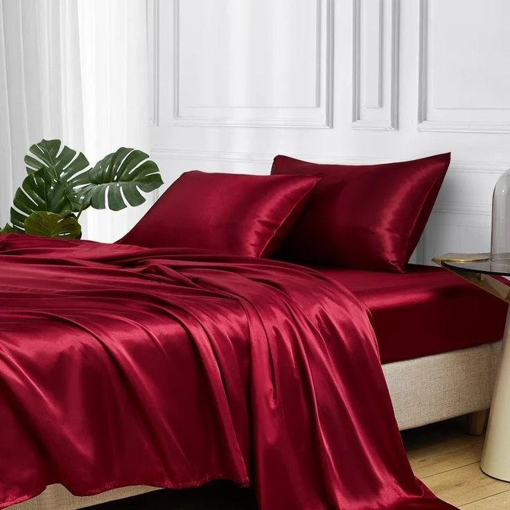 İpek Dokulu Mikrosaten Saten Yastık Kılıfı 50x70 (2’li Set) – Bordo – Saç ve Cilt Dostu