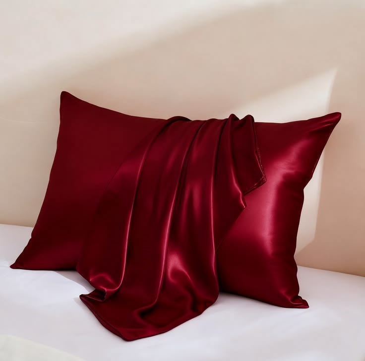 İpek Dokulu Mikrosaten Saten Yastık Kılıfı 50x70 (2’li Set) – Bordo – Saç ve Cilt Dostu