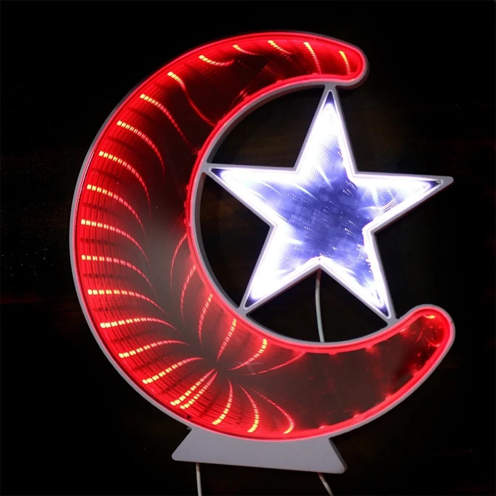 Ay Yıldız Işıklı Pano Türk Bayrağı - Masaüstü ve Duvar Tipi Ledli Tabela