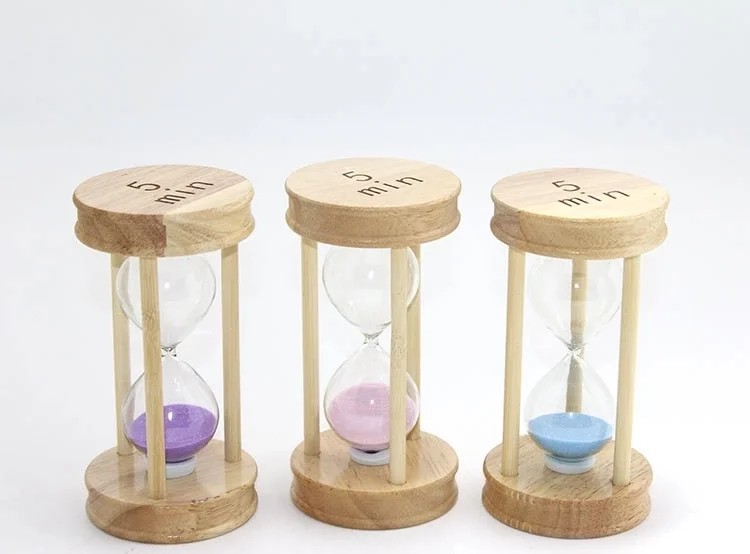 Ahşap Kumsaati 5 Dakika - 14x7 cm Dekoratif Doğal Ahşap Zaman Ölçer No:5
