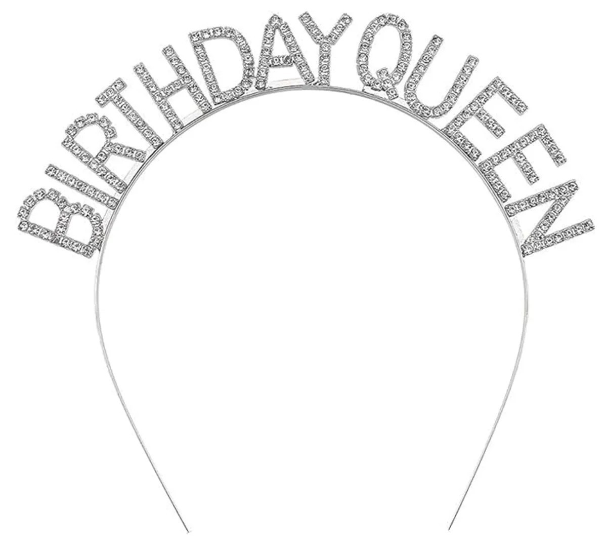 Birthday Queen Yazılı Kristal Taşlı Gümüş Renk Parlak Doğum Günü Tacı