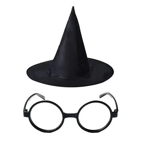 Harry Potter Büyücü Seti | Parlak Kumaş Şapka ve Siyah Çerçeveli Gözlük