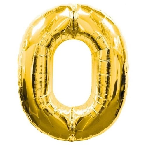 Gold Folyo Balon 0 Rakamı 87 cm - Büyük Boy Altın Renk Parti Balonu