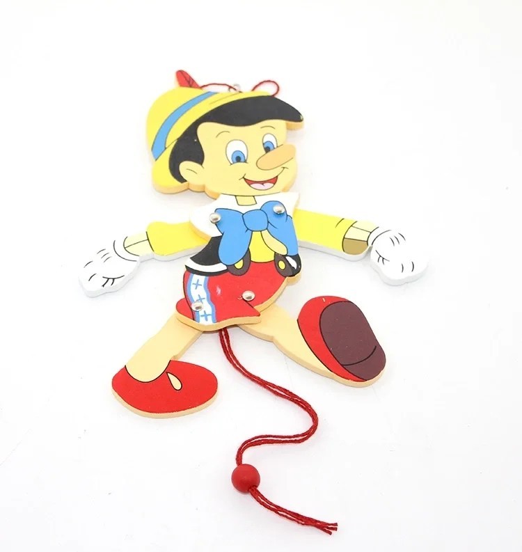 Ahşap Salınan Uzun Burunlu Masal Kahramanı Figürü - 19 cm Dekoratif Figür