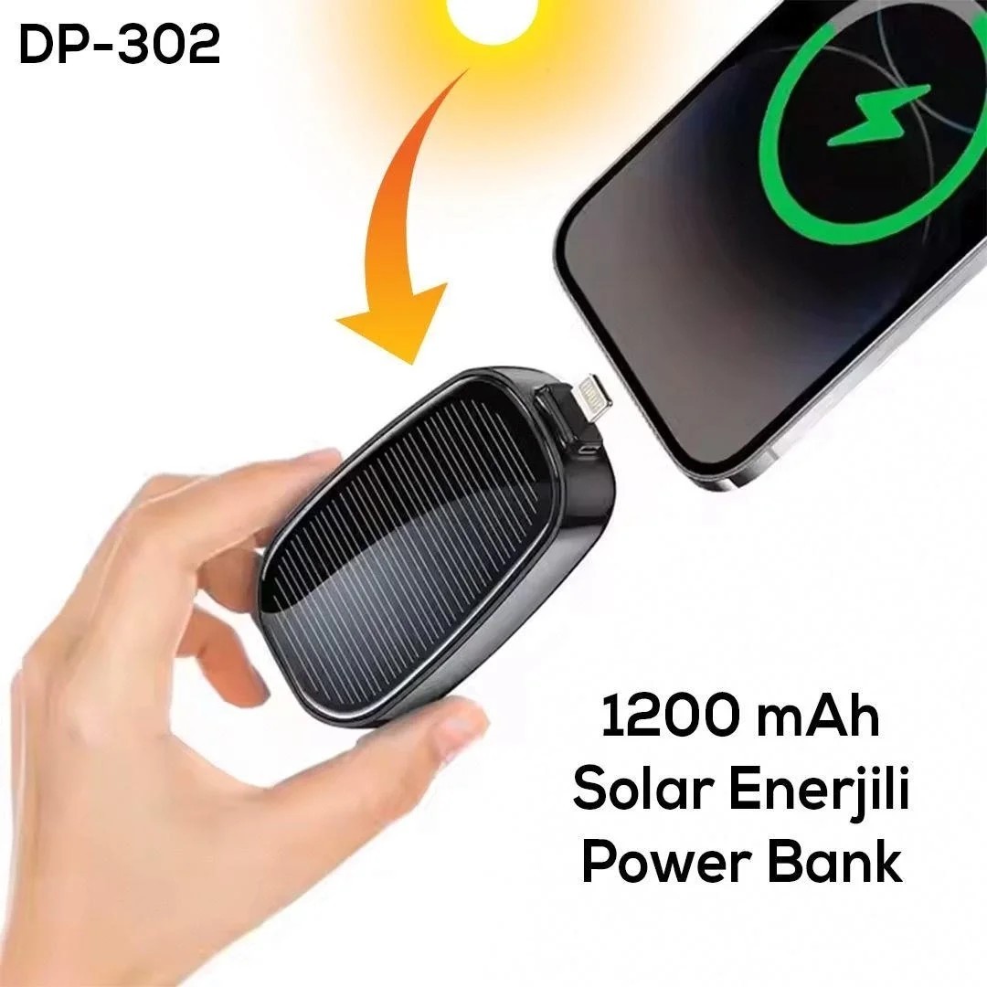 Güneş Enerjili Mini Powerbank | 3000 mAh Taşınabilir Solar Şarj Cihazı