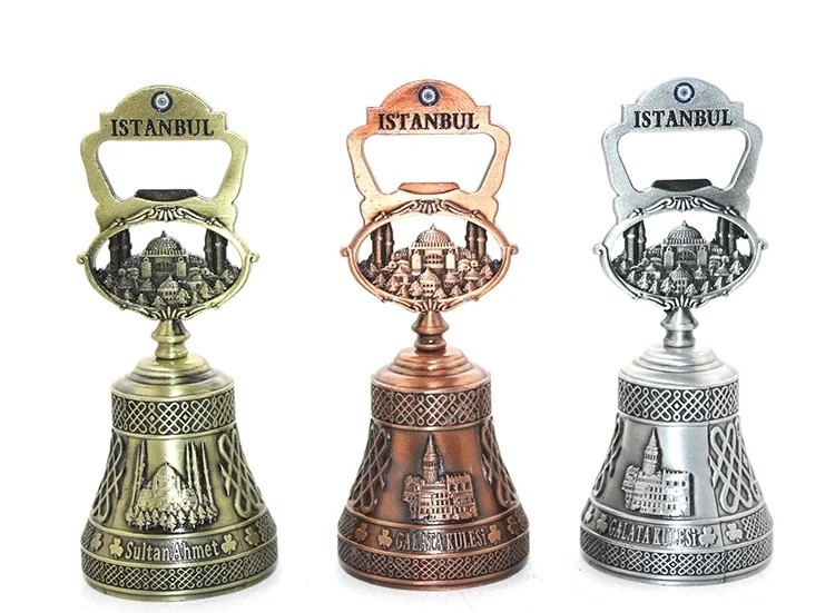 İstanbul Temalı Metal El Zili | 12 cm Nostaljik Dekoratif Masa ve Resepsiyon Zil