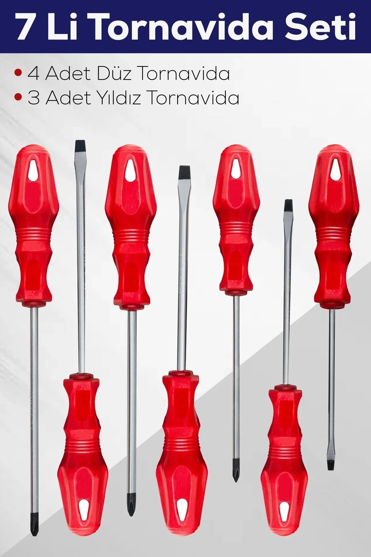 7’li Tornavida Seti - 4 Adet Düz ve 3 Adet Yıldız Uçlu Tornavida Takımı