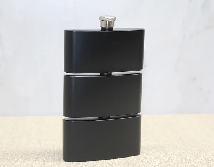 3 Katlı Paslanmaz Çelik Matara Siyah 15x10 cm - Taşınabilir Sıvı Matarası