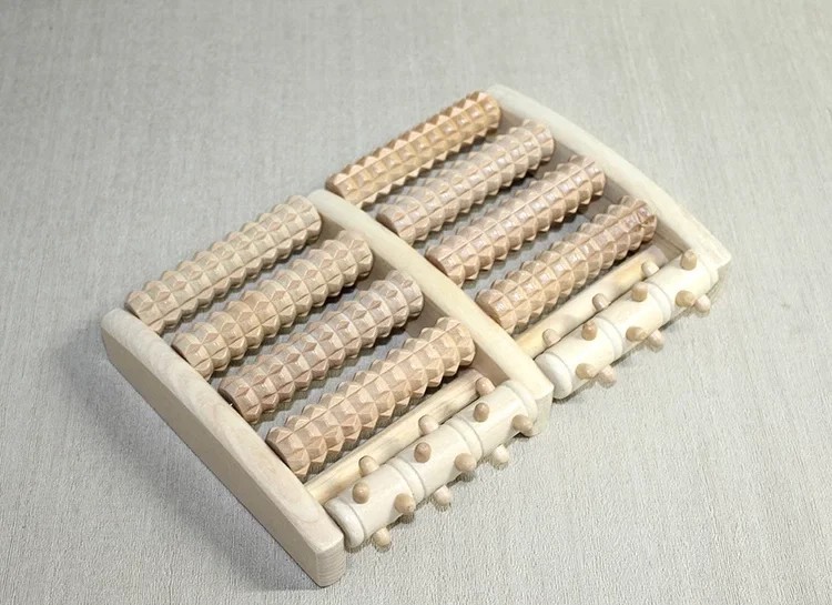 Ahşap Ayak Masaj Aleti - 27 x 18 cm Doğal Ahşap Akupunktur Masaj Standı
