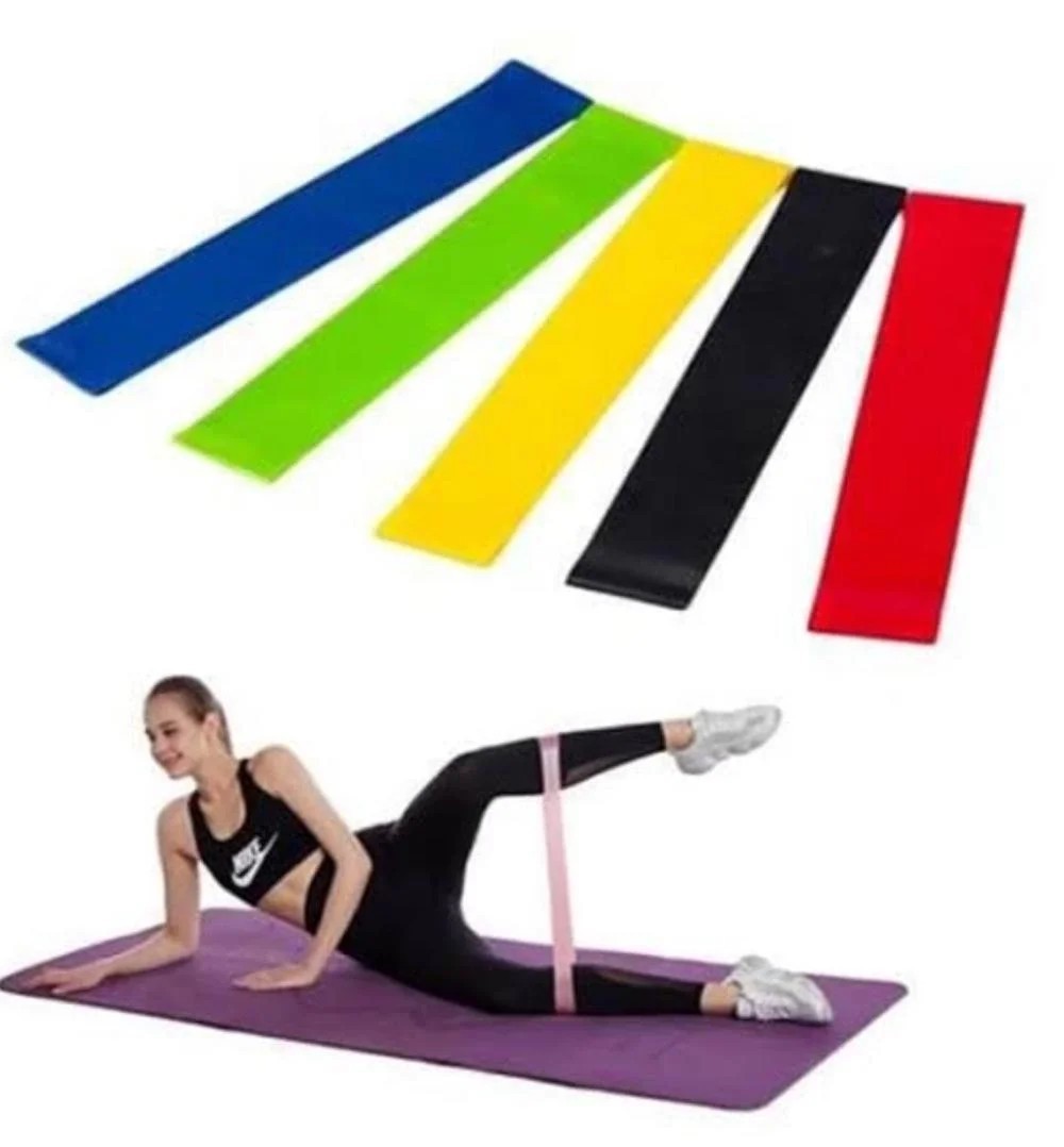 5’li Aerobik ve Pilates Direnç Bandı Seti - Yoga ve Fitness Egzersiz Lastiği Takımı