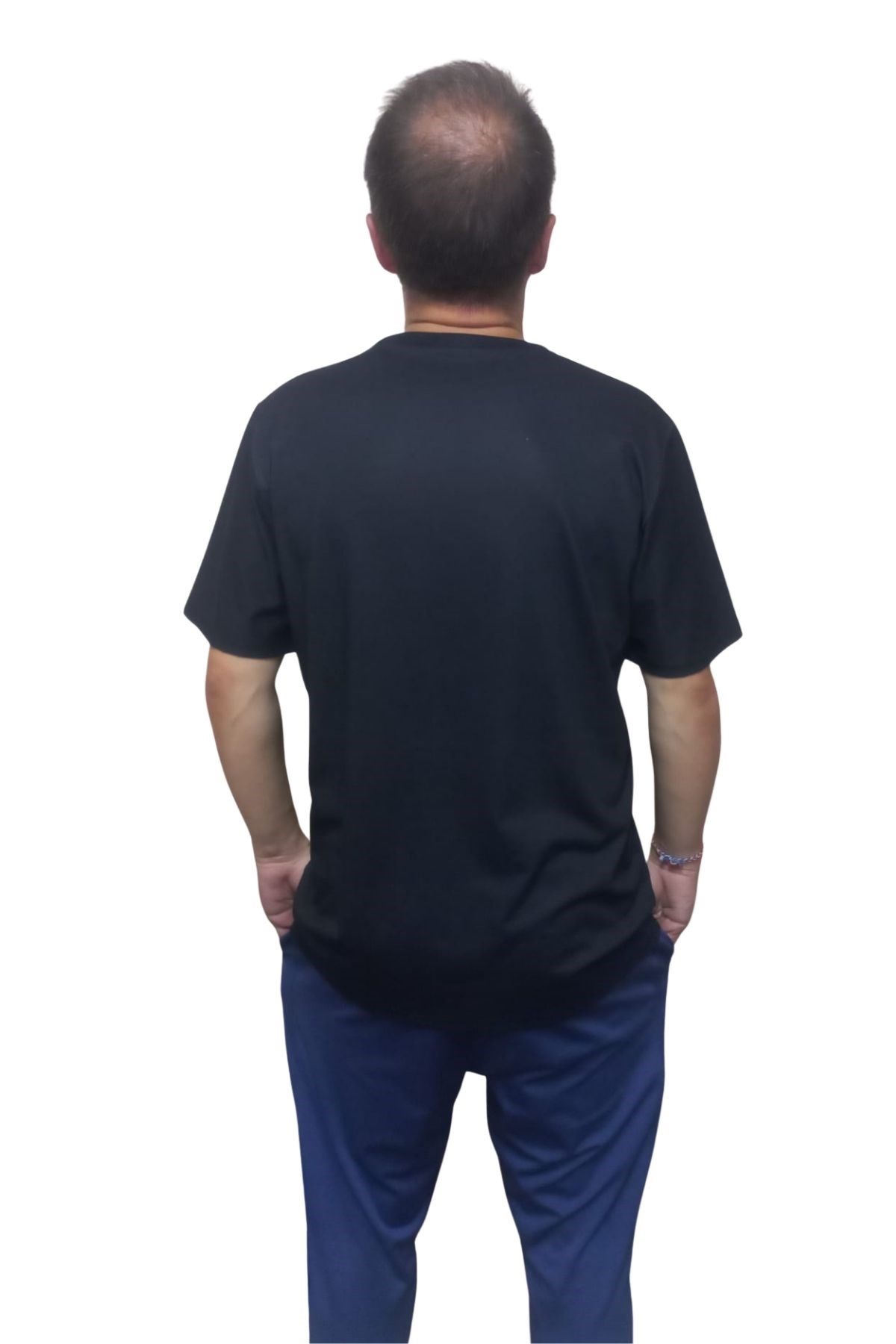 Erkek T-shirt Papyon Baskılı Siyah (kesik Elyaf Kumaş)