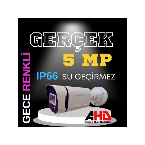 Gerçek 5 Mp 5 Kameralı Gece Renkli Sesli 3 Tb HDD Dahil Ahd Güvenlik Seti