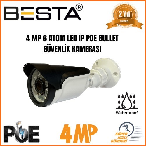 4 Kameralı 4mp 6 Atom LED H.265 500 GB HDD Dahil Ip Güvenlik Seti