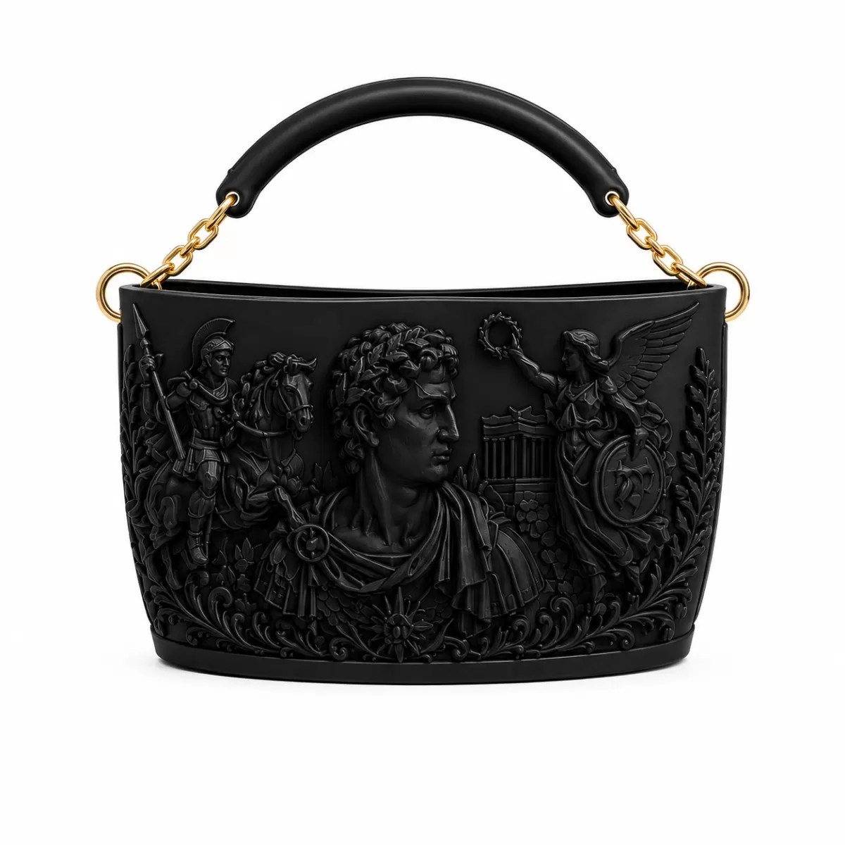 Athena Noir Antik Dönem 3d Tasarım Omuz Çantası Siyah