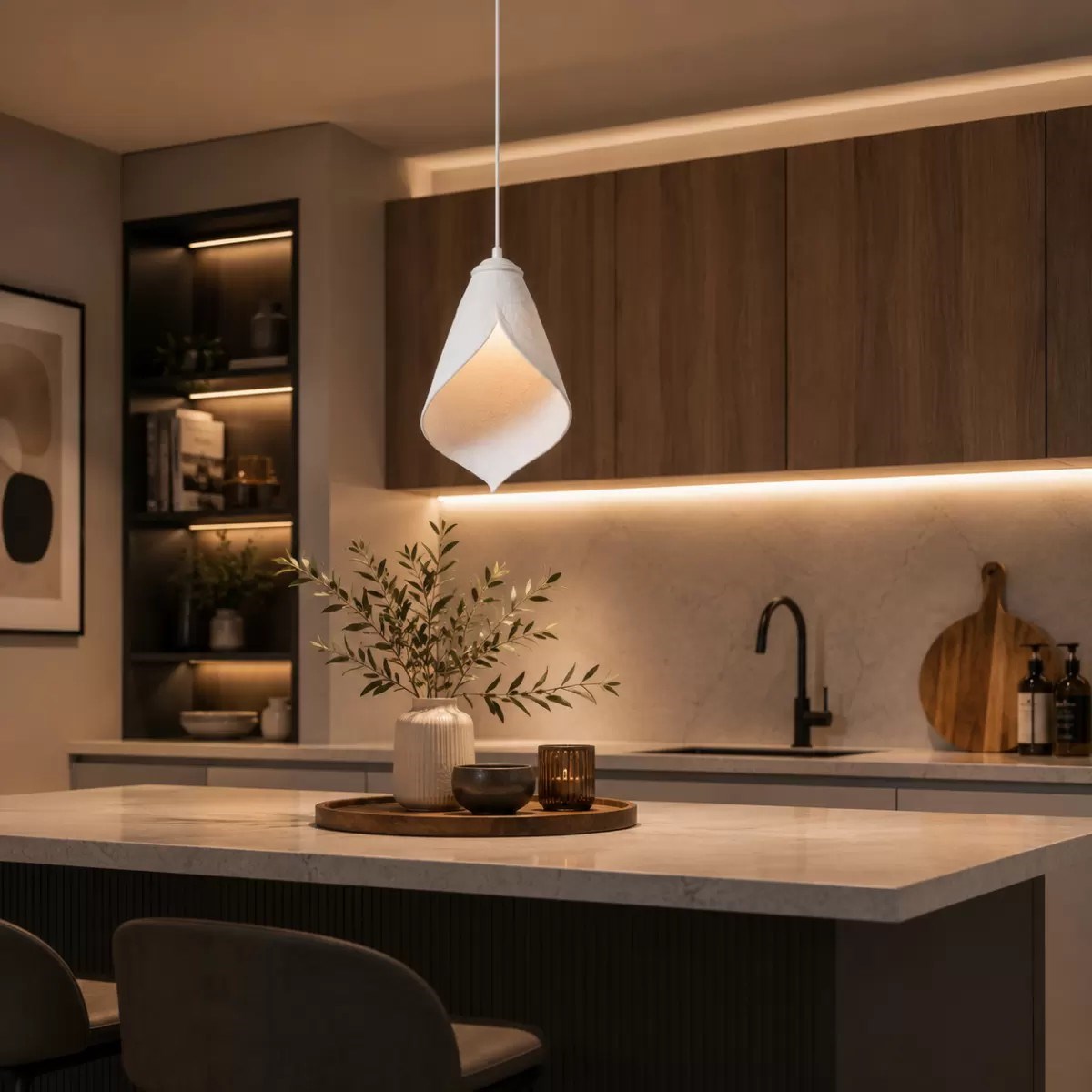 Yaprak Şekilli Beton Dokulu Salon / Oturma Odası Sarkıt Avize
