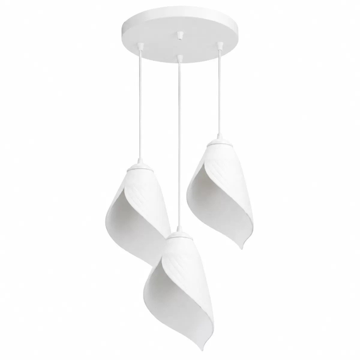 Yaprak Şekilli Beton Dokulu Salon / Oturma Odası Üçlü Sarkıt Avize