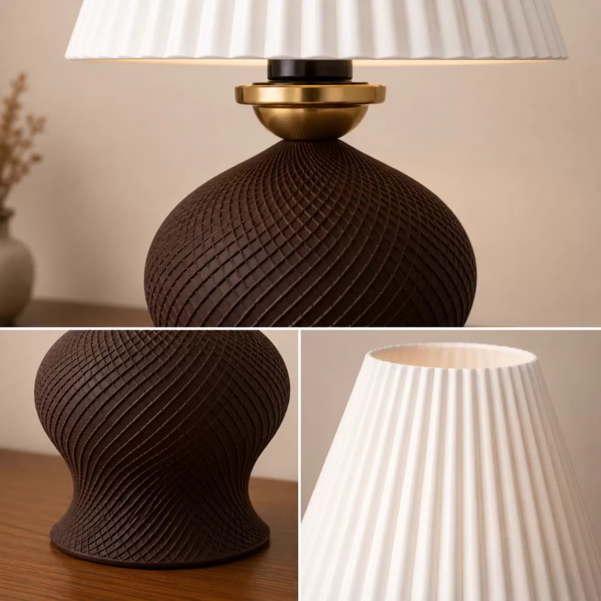 Luxury Tasarımlı Abajur – Yatak Odası Ve Çocuk Odası İçin Dekoratif Aydınlatma 31x45 Cm Alt Kahverengi
