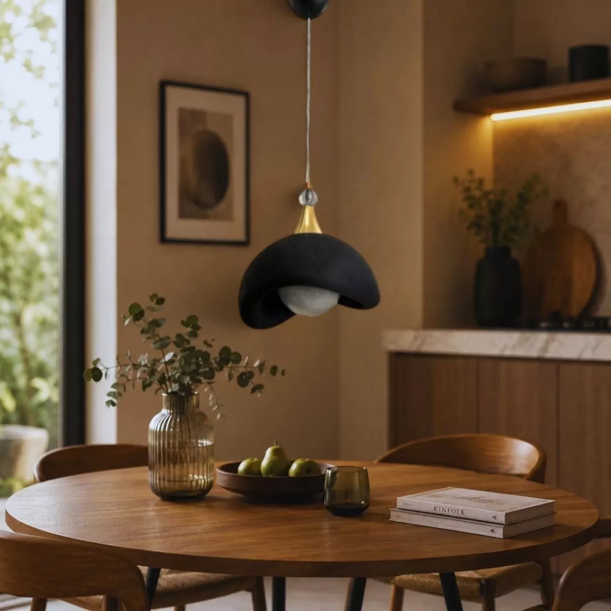 Beton Görünümlü İskandi̇nav Tarzı Led Toplu Avize 3 Renk Yanabilen  Aydınlatma 32 X 70 Cm Siyah
