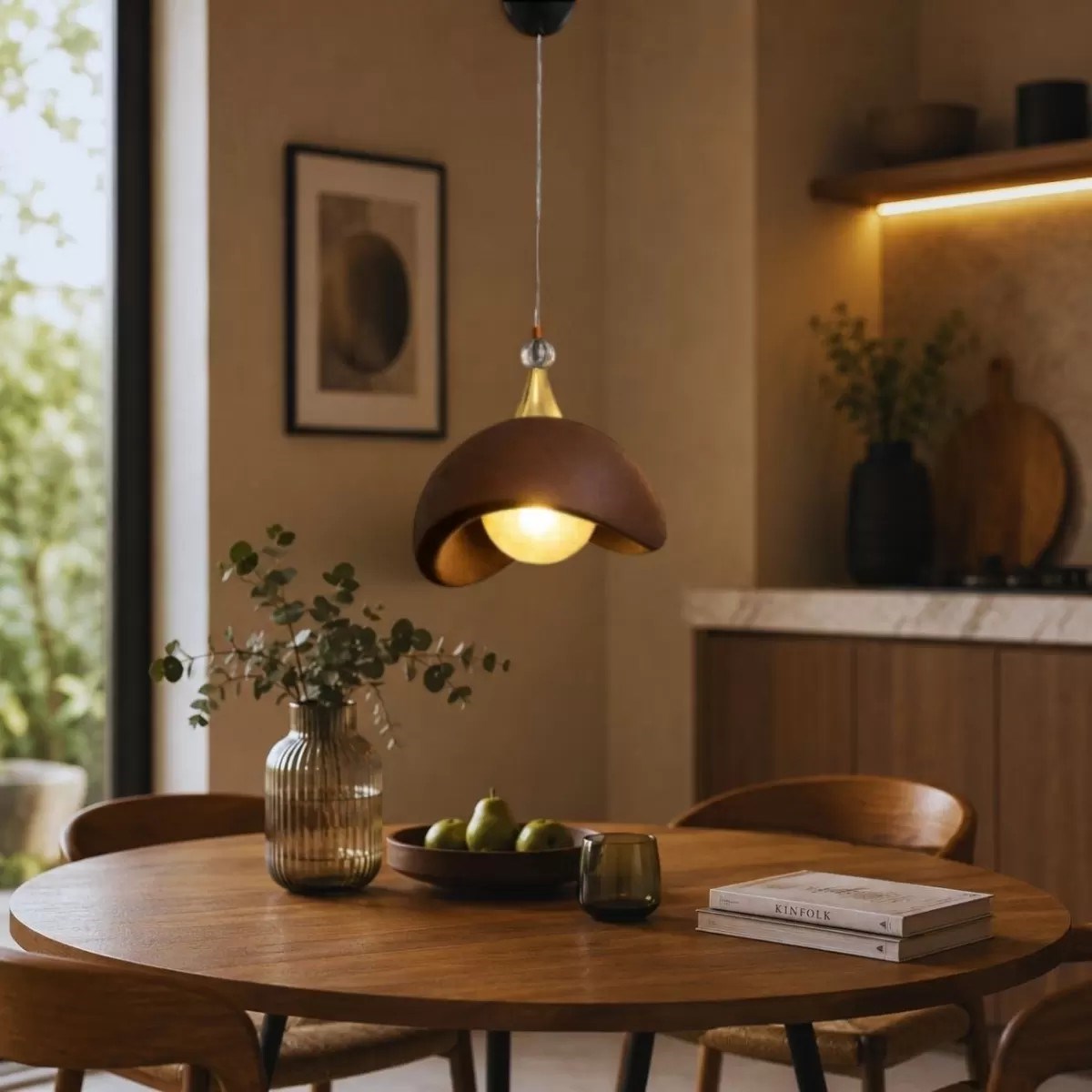 Beton Görünümlü İskandi̇nav Tarzı Led Toplu Avize 3 Renk Yanabilen  Aydınlatma 32 X 70 Cm Kahverengi