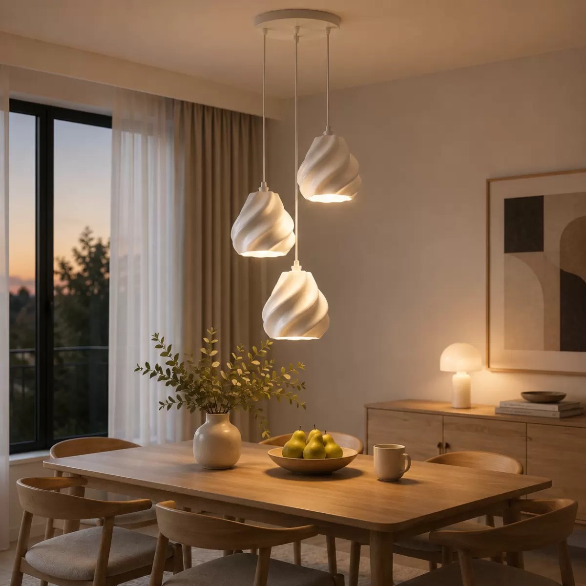 Pumpki̇n Salon Oturma Odasi Üçlü Sarkıt Avize – Salon Aydınlatması 70 Cm