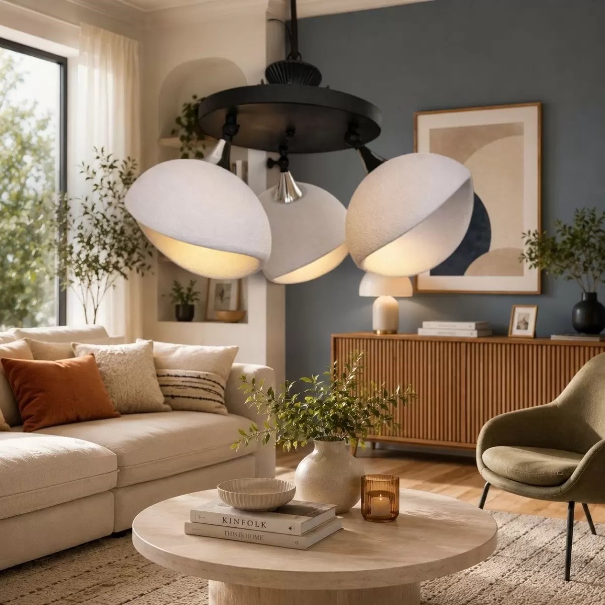 İskandinav Esintisi 360derece Dönebilen Beton Avi̇ze – Salon Aydınlatması 50 Cm