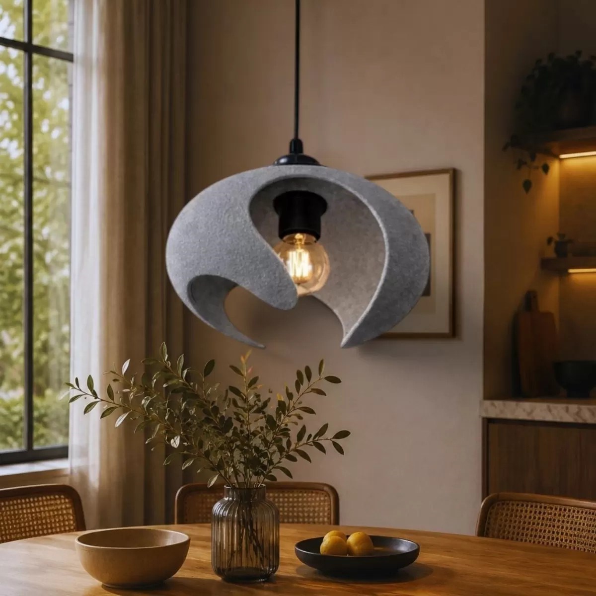 Beton Dokulu İskandi̇nav Premi̇um Salon Oturmaodası Avize 21 X 26 Cm Gri