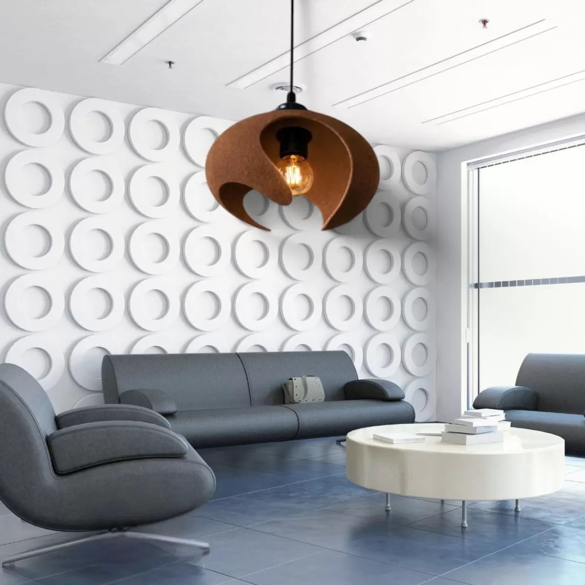 Beton Dokulu İskandi̇nav Premi̇um Salon Oturma Odası Avize 21 X 26 Cm Kahverengi