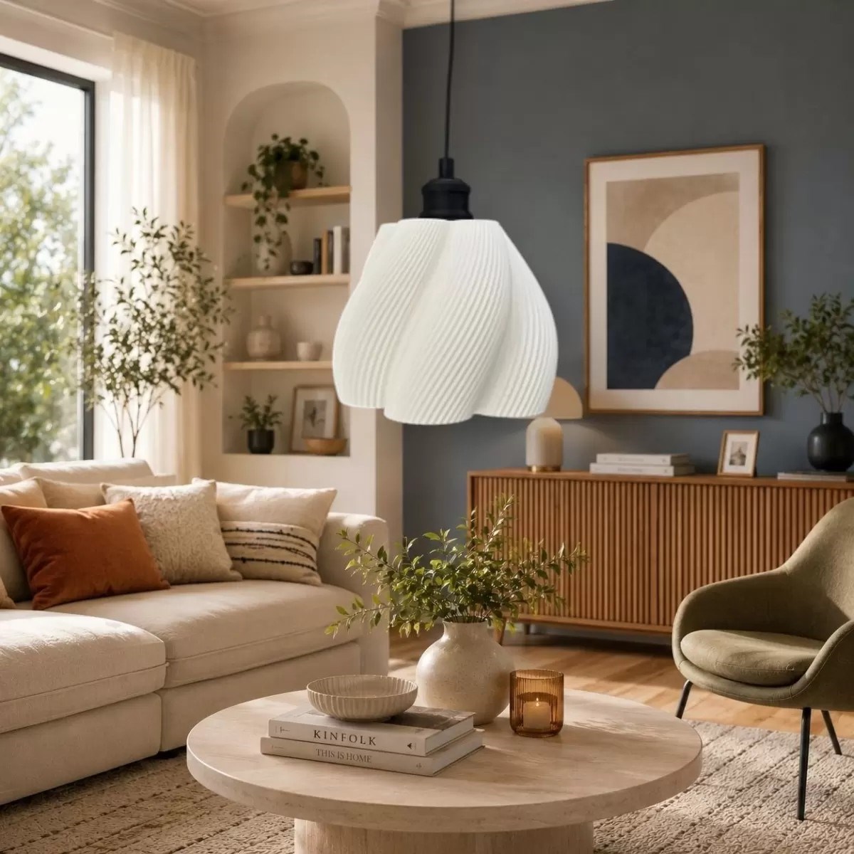 İskandi̇nav Luminaura Tekli Beyaz Sarkıt Avize – Salon Ve Oturma Odası Aydınlatması 23 X 18 Cm Beyaz