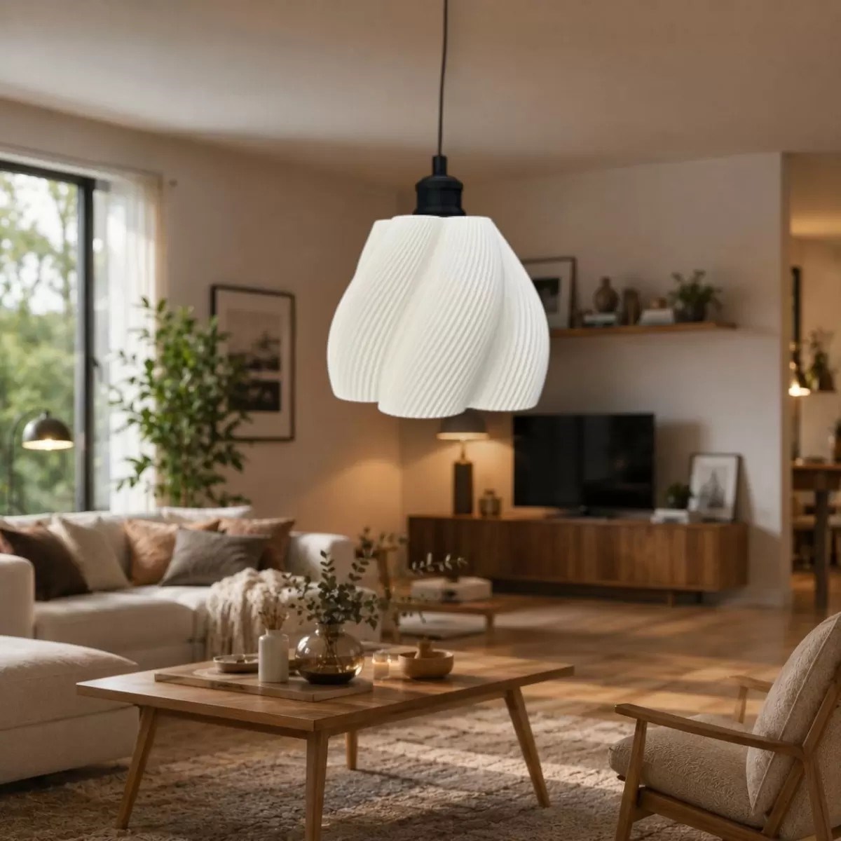 İskandi̇nav Luminaura Tekli Beyaz Sarkıt Avize – Salon Ve Oturma Odası Aydınlatması 23 X 18 Cm Beyaz