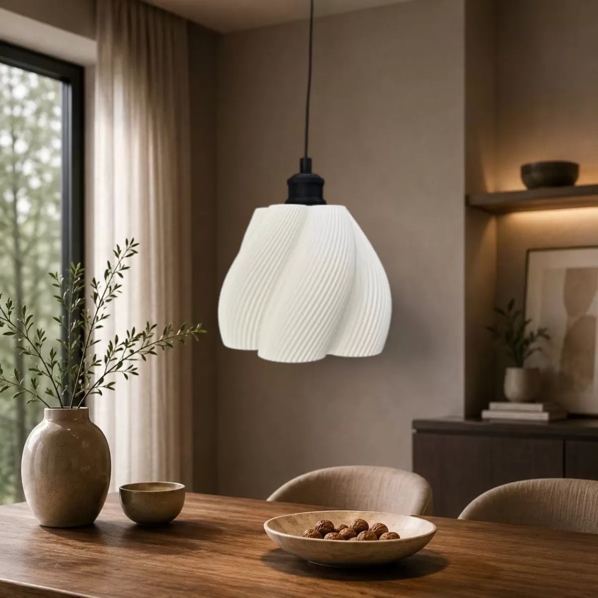 Luminaura Tekli Beyaz Sarkıt Avize – Salon Ve Oturma Odası Aydınlatması 60cm Beyaz