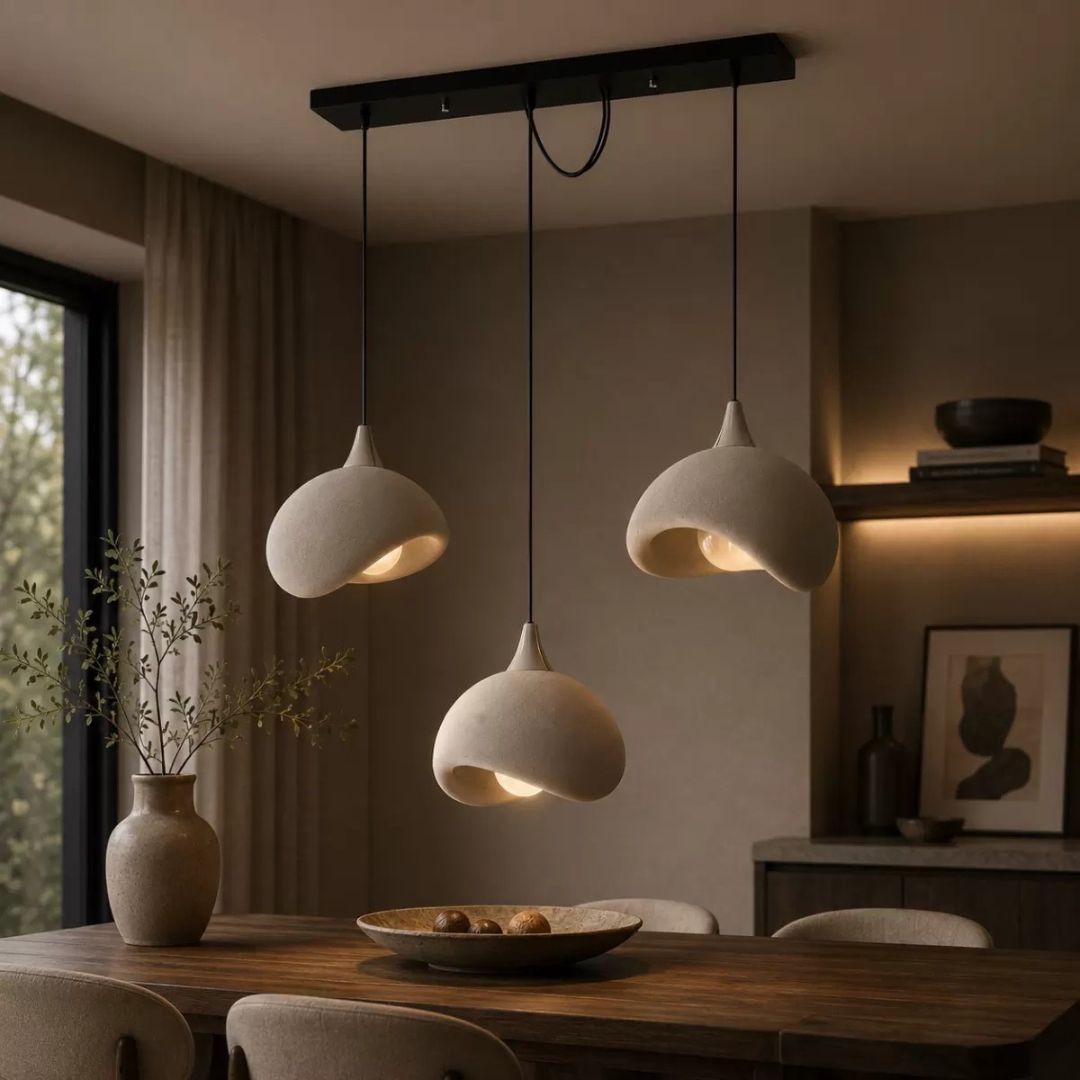 Beton Görünümlü 3d Pla Plastik İskandinav Tarz Sarkıt Avize – Salon Ve Cafe İçin 61-70 Cm Beyaz