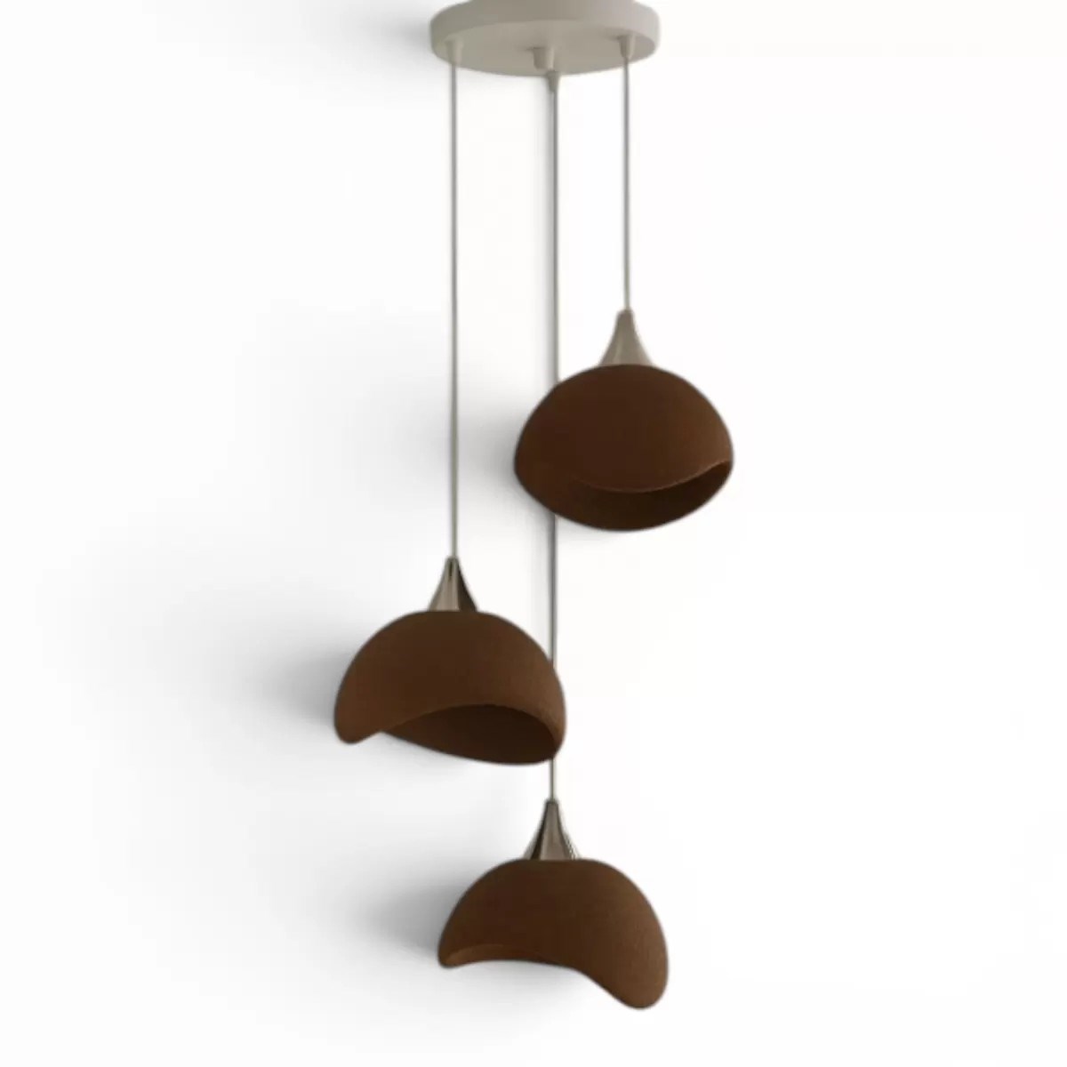 Beton Görünümlü İskandi̇nav Tarzı Salon Oturma Odası 3’lü Avize 32 X 70 Cm Kahverengi