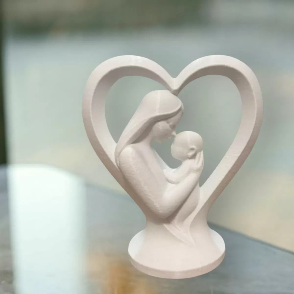 Anne Bebek Dekorati̇f Salon Oturma Odasi Biblo – Salon Ve Ofis İçin Dekoratif Ürün 20 Cm Beyaz